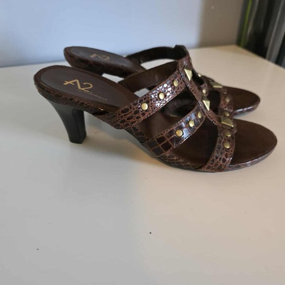 EUC A2 by Aerosoles Powprika Heel Sandlas/Mules Brown/Bronze - Picture 6 of 7